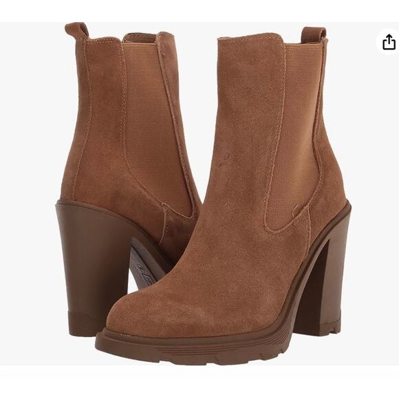 Nine West Ream2 Womens Chelsea Heel Boots Size 6 Natural Brown Suede Boots New - Picture 13 of 16